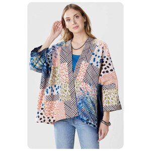 Marketplace Handwork of Indian Sunita Oversized Multi Cotton Jacket sz 3W-4W
